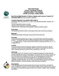 Quadratic Formula Lesson Plan Quadratic Formula Lesson Plan
