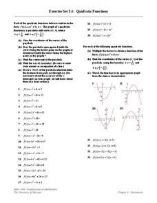 Quadratic Functions Lesson Plan Quadratic Functions Lesson Plan