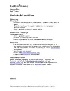 Quadratics: Polynomial Form Lesson Plan Quadratics: Polynomial Form Lesson Plan