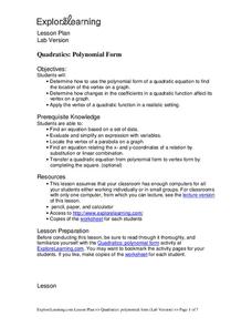 Quadratics: Polynomial Form Lesson Plan Quadratics: Polynomial Form Lesson Plan