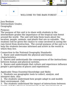 Welcome to the Rain Forest Lesson Plan Welcome to the Rain Forest Lesson Plan