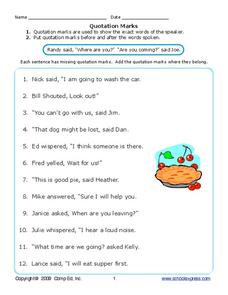 Quotation Marks Worksheet Quotation Marks Worksheet