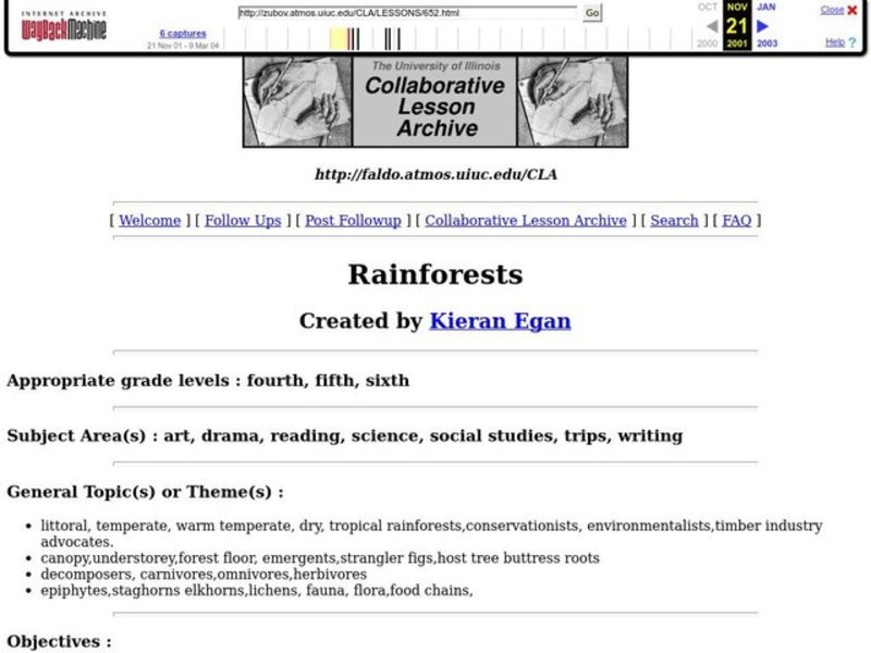 Rainforests Lesson Plan Rainforests Lesson Plan