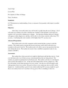 Rate of Change Lesson Plan Rate of Change Lesson Plan