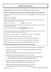 Reacting Masses Problems Worksheet Reacting Masses Problems Worksheet
