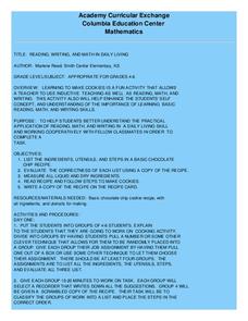 Reading, Writing, And Math in Daily Living Lesson Plan Reading, Writing, And Math in Daily Living Lesson Plan
