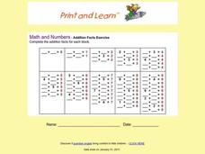 Addition Facts Exercise Worksheet Addition Facts Exercise Worksheet
