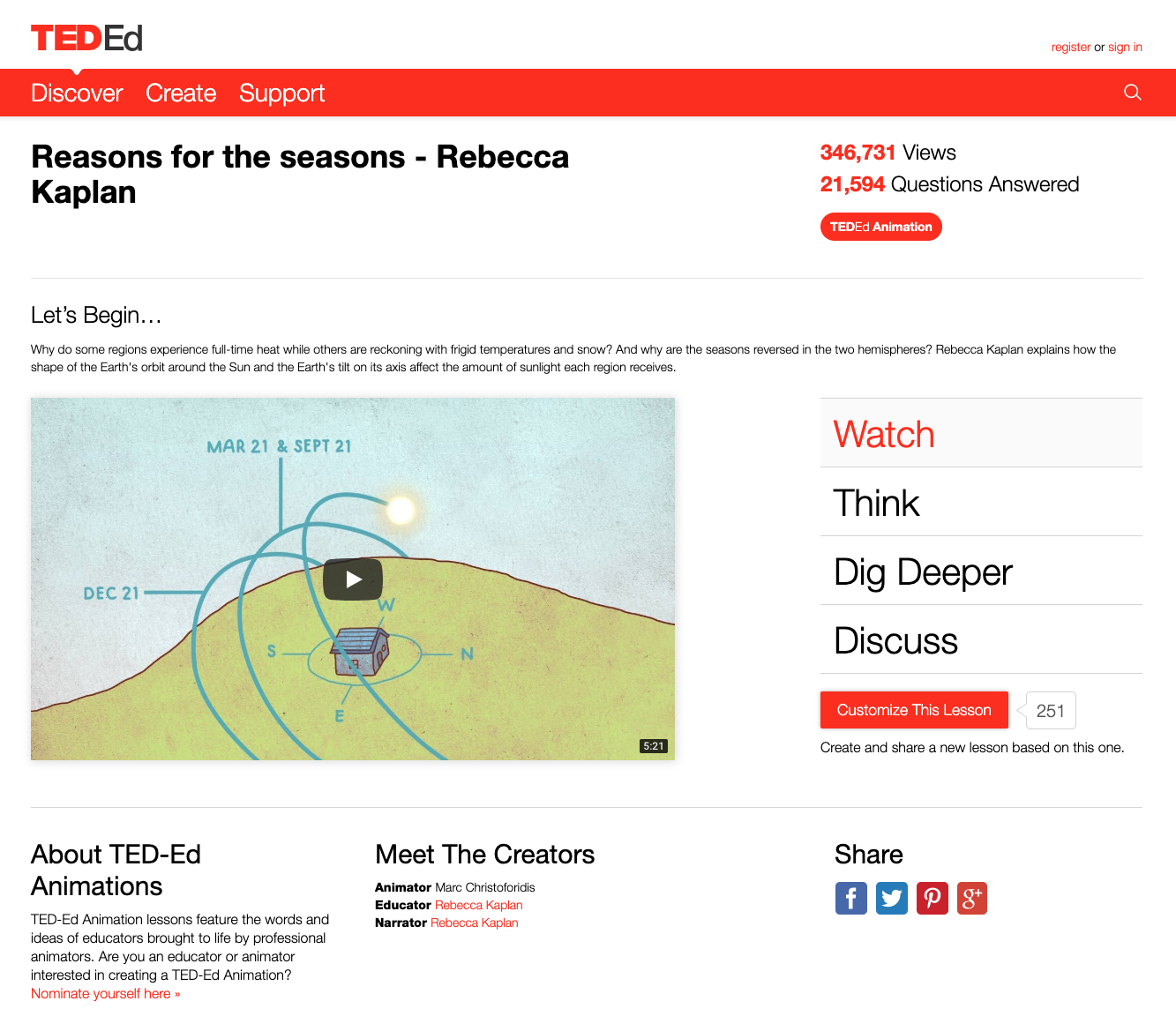 Reasons for the Seasons Video Reasons for the Seasons Video