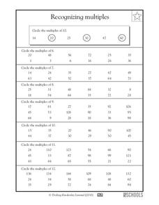 Recognizing Multiples Worksheet Recognizing Multiples Worksheet