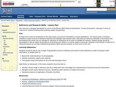 REFERENCE AND RESEARCH SKILLS Lesson Plan REFERENCE AND RESEARCH SKILLS Lesson Plan
