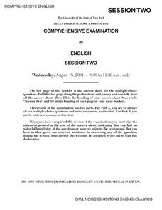 Regents High School Examination Comprehensive Examination in English Session Two (2004) Lesson Plan Regents High School Examination Comprehensive Examination in English Session Two (2004) Lesson Plan