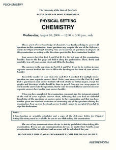 Regents High School Examination PHYSICAL SETTING CHEMISTRY 2006 Lesson Plan Regents High School Examination PHYSICAL SETTING CHEMISTRY 2006 Lesson Plan
