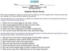 Regular Plural Nouns Worksheet Regular Plural Nouns Worksheet