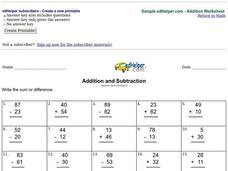 Addition and Subtraction Worksheet Addition and Subtraction Worksheet