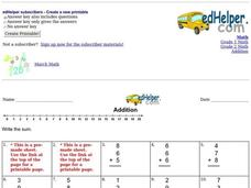 Addition Worksheet Addition Worksheet