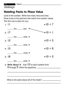 Relating Facts to Place Value Worksheet Relating Facts to Place Value Worksheet