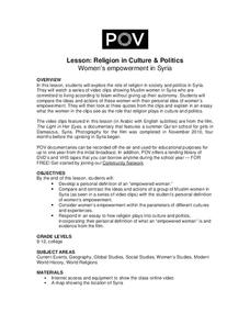 Religion in Culture & Politics: Women’s Empowerment in Syria Lesson Plan Religion in Culture & Politics: Women’s Empowerment in Syria Lesson Plan