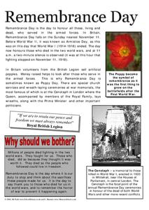 Remembrance Day Worksheet Remembrance Day Worksheet