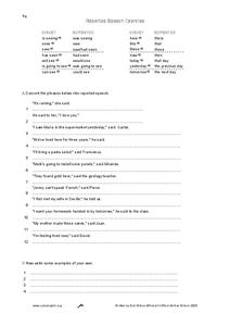 Reported Speech Lesson Plan Reported Speech Lesson Plan