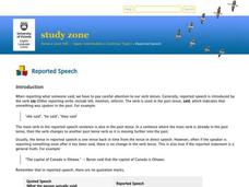 Reported Speech Interactive Reported Speech Interactive