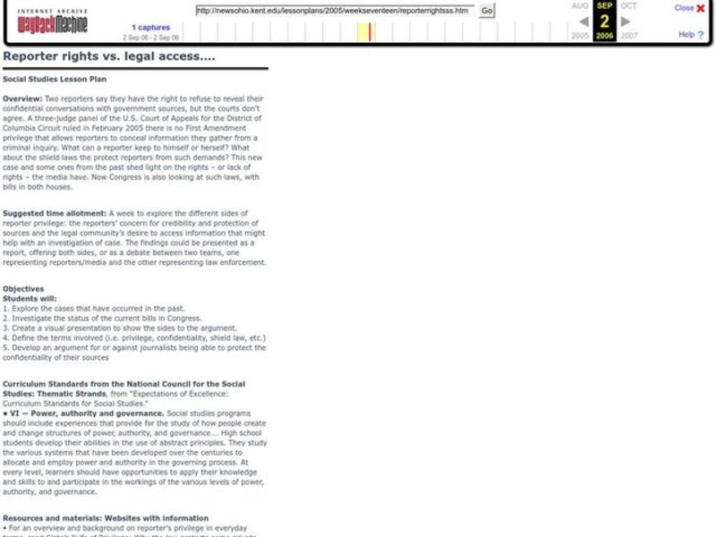 Reporter Rights vs. Legal Access... Lesson Plan Reporter Rights vs. Legal Access... Lesson Plan