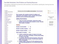 Addition and Subtraction Word Problems Worksheet Addition and Subtraction Word Problems Worksheet