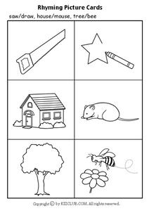 Rhyming Picture Cards Worksheet Rhyming Picture Cards Worksheet
