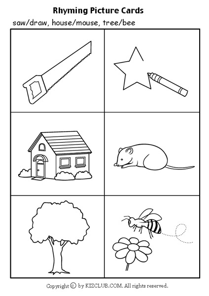 Rhyming Picture Cards Worksheet Rhyming Picture Cards Worksheet