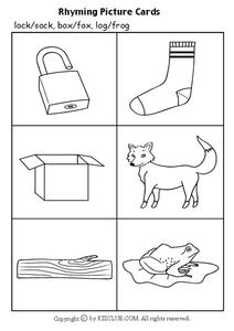 Rhyming Picture Cards Worksheet Rhyming Picture Cards Worksheet