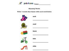 Rhyming Words Worksheet Rhyming Words Worksheet