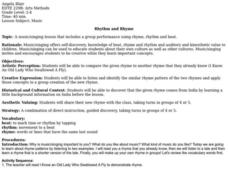 Rhythm and Rhyme Lesson Plan Rhythm and Rhyme Lesson Plan