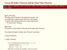 Rolle's Theorem and the Mean Value Theorem Lesson Plan Rolle's Theorem and the Mean Value Theorem Lesson Plan
