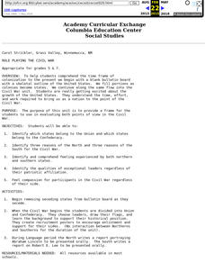 Role Playing The Civil War Lesson Plan Role Playing The Civil War Lesson Plan