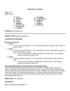 Root Words Lesson Plan Root Words Lesson Plan