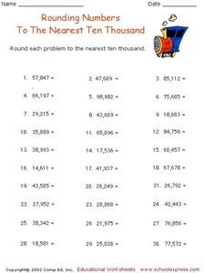 Rounding Numbers to the Nearest Ten Thousand Worksheet Rounding Numbers to the Nearest Ten Thousand Worksheet