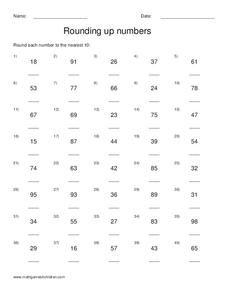 Rounding Up Numbers Worksheet Rounding Up Numbers Worksheet