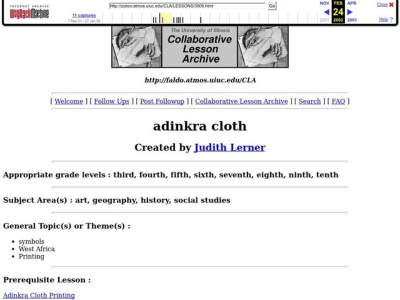 Adinkra Cloth Lesson Plan Adinkra Cloth Lesson Plan