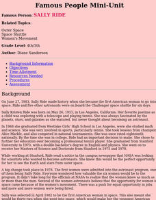 SALLY RIDE Lesson Plan SALLY RIDE Lesson Plan