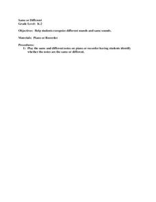 Same or Different Lesson Plan Same or Different Lesson Plan