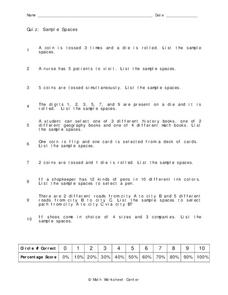 Sample Spaces Worksheet Sample Spaces Worksheet