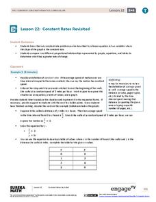 Constant Rates Revisited Lesson Plan Constant Rates Revisited Lesson Plan