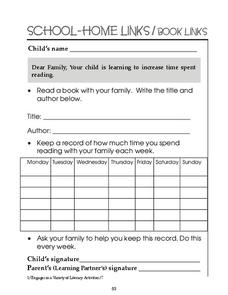 School-Home Links/ Book Links Worksheet School-Home Links/ Book Links Worksheet