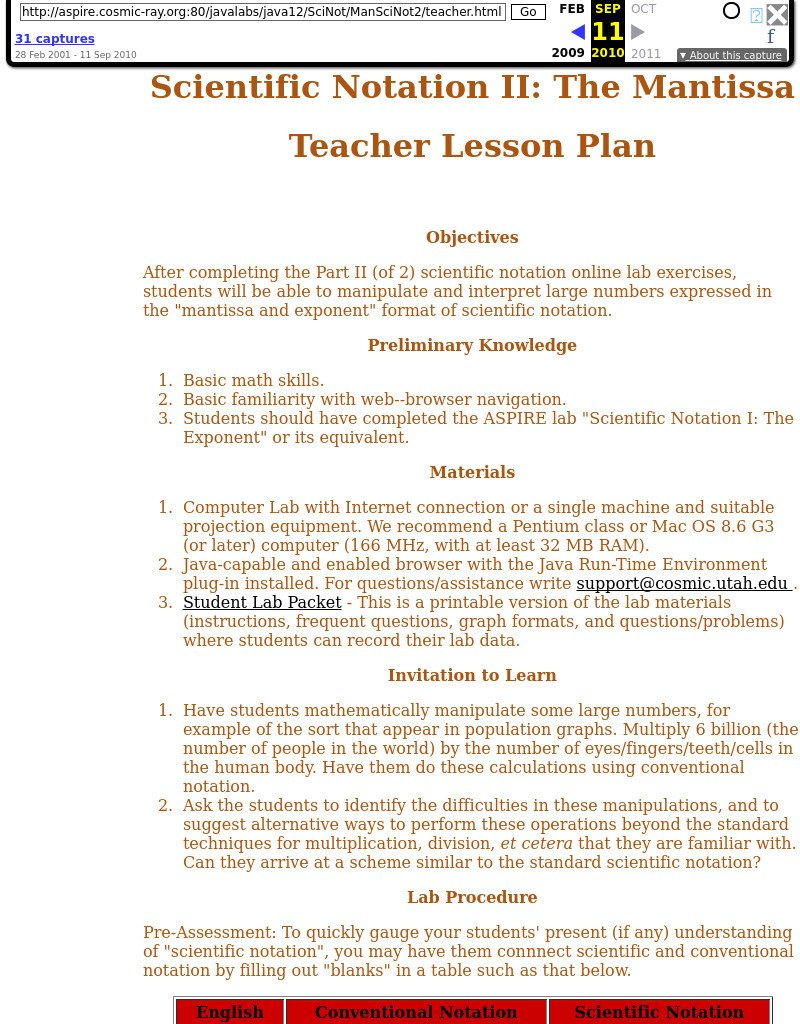 Scientific Notation II: The Mantissa Lesson Plan Scientific Notation II: The Mantissa Lesson Plan