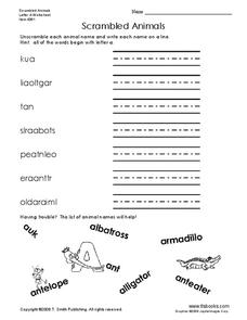 Scrambled Animals Worksheet Scrambled Animals Worksheet