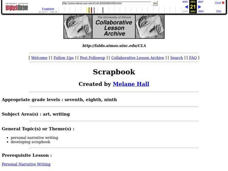 Scrapbook Lesson Plan Scrapbook Lesson Plan