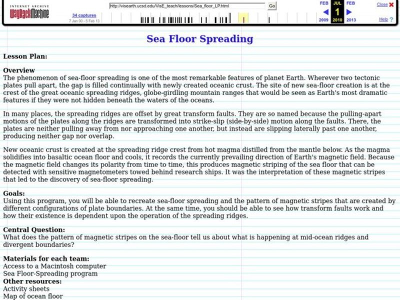 Sea Floor Spreading Lesson Plan Sea Floor Spreading Lesson Plan