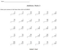 Addition: Math 3 Worksheet Addition: Math 3 Worksheet