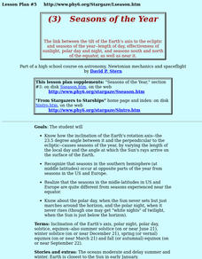 Seasons of the Year Lesson Plan Seasons of the Year Lesson Plan