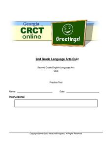 Second Grade English/Language Arts Quiz Worksheet Second Grade English/Language Arts Quiz Worksheet