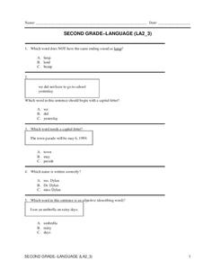 Second Grade Language Lesson Plan Second Grade Language Lesson Plan